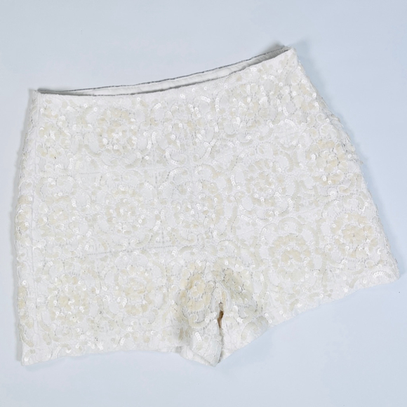 Women's Edition Express White Sequins Lace Fashion Shorts Size 6 - Picture 2 of 7